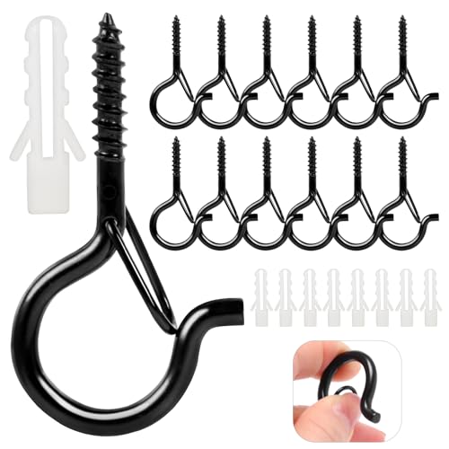 lohey 12 Pack Screw in Hooks Q Hanger Wall Ceiling Hooks for Outdoor Christmas String Light Birdcage Feeders Christmas Decor