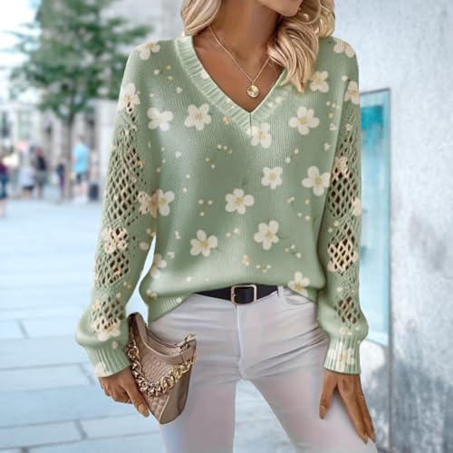 Womens Fall Fashion Sweater Fashion Hollow Out Womens Pullover Sweaters Long Sleeve V Neck Casual Pullover Outfit2