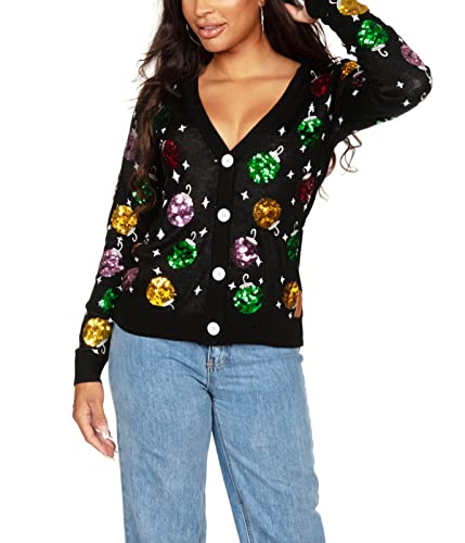 Image of Tipsy Elves Classic Cute Cardigan Ugly Christmas Sweaters for Women with Fun Patterns and Animals