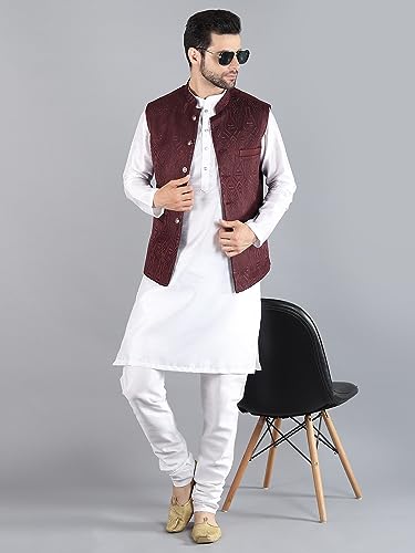 Image of Uri and MacKenzie Men's Silk Blend Kurta Pajama with Designer Ethnic Nehru Jacket /Modi Jacket