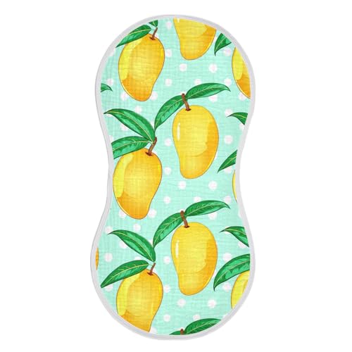 Mango Leaves Polka Aqua Baby Burp Cloths Cotton Washcloths Absorbent Soft Burping Rags for Baby Boy Girls Burpy Cloth Bib 4 Pack