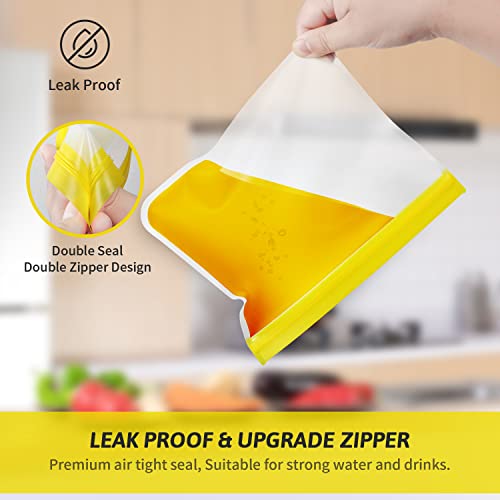 Reusable Ziplock Bags Silicone Dishwasher Safe, 12 Pack Bpa Free Reusable Freezer Bags, Reusable Sandwich Kids Snack Bags, Leakproof Reusable Food Storage Bags For Lunch, 2 Gallon 6 Sandwich 4 Snack #TOP2