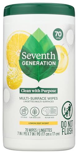 Image of Seventh Generation Multi-Surface Cleaning Wipes, Lemon Zest Scent, Cuts Grease & Grime, 70 Wipes