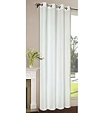 Material: 100% Polyester Vorhang Blickdicht Schal, Matte unifarbene Gardine mit Ösen. Material aus Microsatin Micofaser-Gewebe. 225x145, Creme, 20405