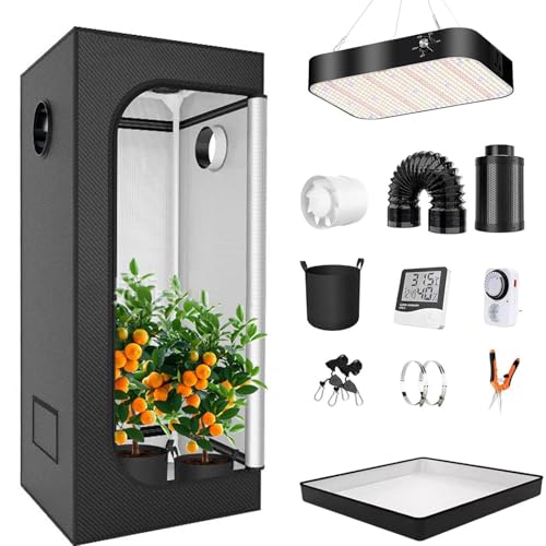 Kit De Tienda De Cultivo Interior, 40 X 40 X 120 Cm, Luz Led De Cultivo De Espectro Completo, Tienda De Cultivo Interior Completa Con Higrómetro Y Temporizador, Kit De Jardín Hidropónico 50*50*100cm