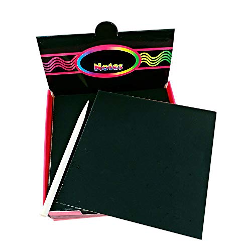 Magic Scrape Painting Paper Rainbow Notepapers with 2 Wooden Styluses,Starwak Scratchboard Art Materials