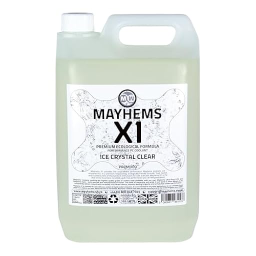Mayhems - X1 refrigerante premezclado para PC - fluido de refrigeración líquida para ordenadores - serie ecológica, 5 litro, ice crystal clear (claro) | Ya disponible en tu tienda friki favorita! En mundofriki.es! Mayhems - X1 refrigerante premezclado para PC - fluido de refrigeración líquida para ordenadores - serie ecológica, 5 litro, ice crystal clear (claro) | Ya disponible en tu tienda friki favorita! En mundofriki.es!