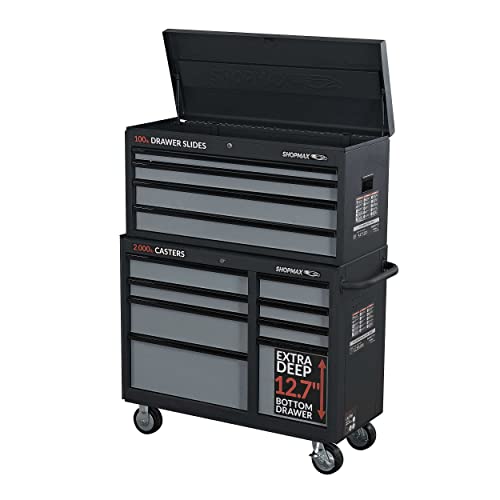 ShopMax 41 in. 12-Drawer Tool Chest and Rolling Cabinet Combo - Thumbnail 3
