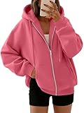Trendy Queen Womens Zip Up Hoodies Oversized Sweatshirts Fall Fashion Spring Outfits Casual Jackets 2026 Winter Clothes Watermelon M