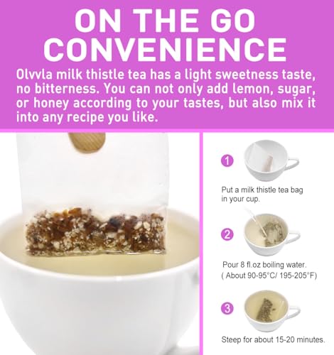 Image of Olvvla - Premium Milk Thistle Tea Bags - 3g X 70 Count - 100% Pure Natural Milk Thistle Seed Herbal Tea - Caffeine-free - Non-GMO