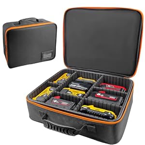 38.5 x 32 x 10 cm Tragbarer Werkzeug Hartschalenkoffer mit verstellbaren Trennwänden für Akkus & Ladegeräte, große Größe Werkzeugtaschen Werkzeugkoffer, Aufbewahrungstasche Wasserdicht Stoßfest