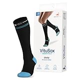 Bracefox® Kompressionsstrümpfe ’VituSox’ | 15-20 mmHg professionell | 1 Paar | für Damen und Herren | Lange Stützstrümpfe für Flug, Reisen, Laufen | Kompressionssocken (L (EU 42-44))