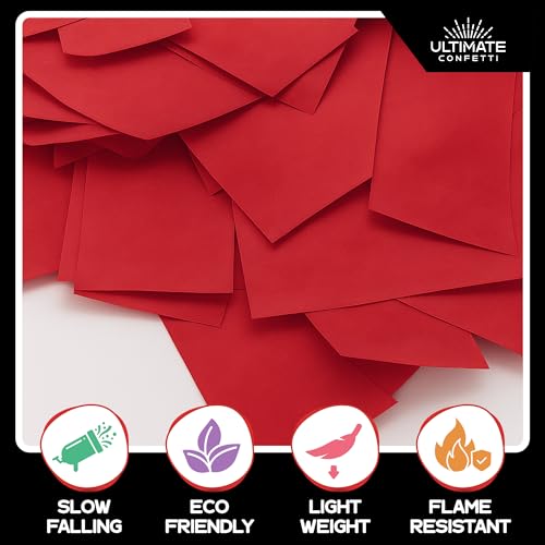 Image of Ultimate Confetti, Red Biodegradable Confetti - Rectangular Fluttering Tissue Paper Confetti for Cannon and Launcher use - Best for Birthday, Wedding, live Events and Table Decoration - 1 lb, 16 oz