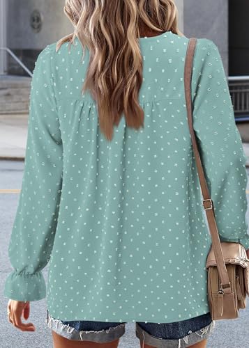 BETTE BOUTIK Womens Boho Fall Long Sleeve Shirts Crewneck Dressy Casual Blouses Trendy Flowy Tops