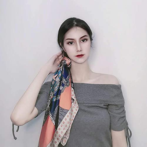 FONYVE Silk Feeling Scarf Medium Square Satin Head Scarf for Women 27.5 × 27.5 inches