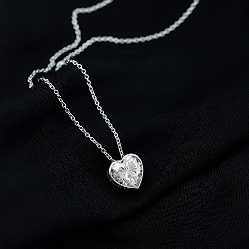 Bezel Set Moissanite Solitaire Pendant Necklace For Women, Dainty Jewelry For Girls Teens, D-Vs1 Quality, 14K White Gold, With Chain #TOP1