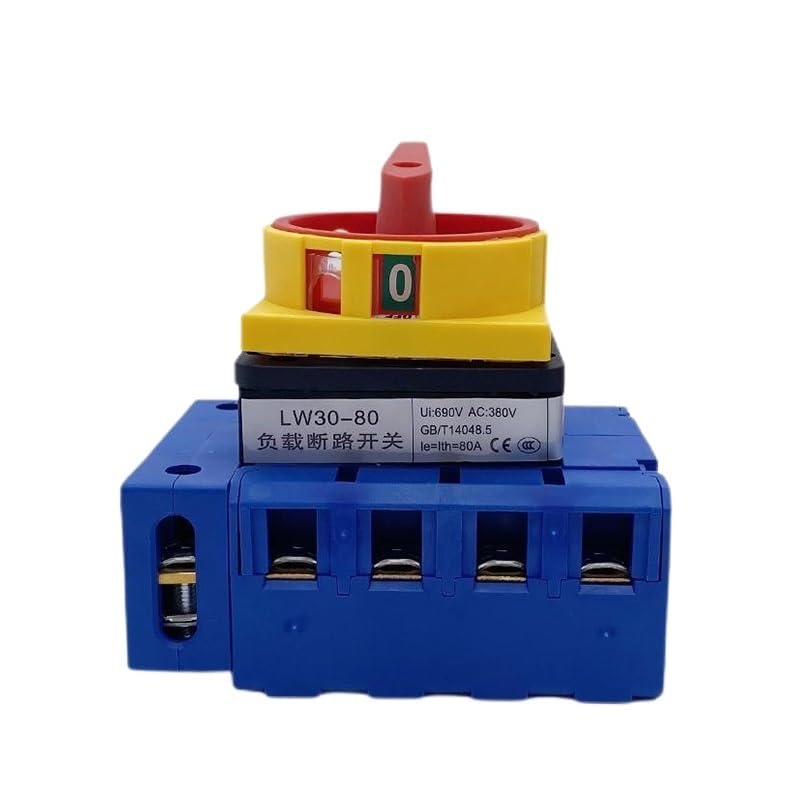 80A Disconnect Switch Three-Phase Five Wire Load Isolation Power Cut-Off Silver Contact Rotary Cam Switch