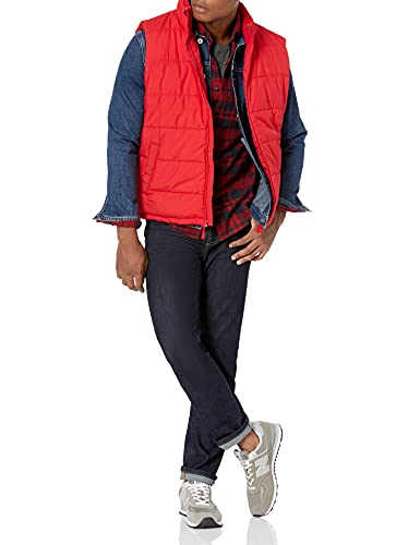 Amazon Essentials Men's Slim-Fit Long-Sleeve Flannel Shirt, Red Plaid, Large #TOP3