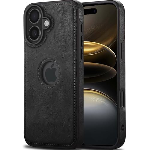 Image of Leather Case for Apple iPhone 17 Premium Protective Stylish Slim Cover with Shockproof Raised Edges Black