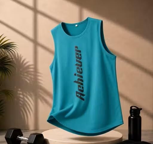 Buy Men's Gym Vest, Sleeveless Tank Top, Black, Workout Training Athletic Wear (in, Alpha, M, Regular, Rama(ARCHEVER)) at Amazon.in - Image 3