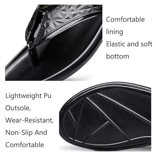 Men'S Leather Flat Bottom Flip Flops Comfortable Round Toe Soft Bottom Non-Slip One-Step Beach Summer Sandals4