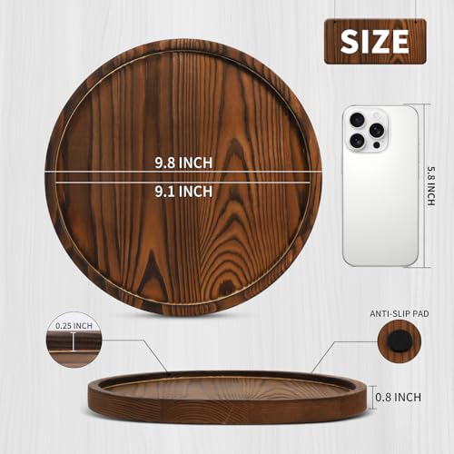 Plateau décoratif rond en bois DEBETOOL pour table basse rustique - 3