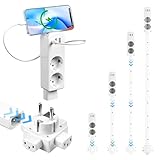 multiprise murale Multiprise 5-en-1 avec ports USB-C et USB-A : cette multiprise à rallonge comprend 2 prises électriques, 2 ports USB-A et 1 port USB-C (5 V / 3 A) pour recharger simultanément smartphones, tablettes, ordinateurs portables ou lampes ; elle permet de réduire l'encombrement des câbles et de garder les prises murales bien rangées dans le salon, la chambre ou le bureau