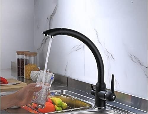 Robinet de cuisine 3 voies Nero en laiton noir pour évier de cuisine avec purificateur