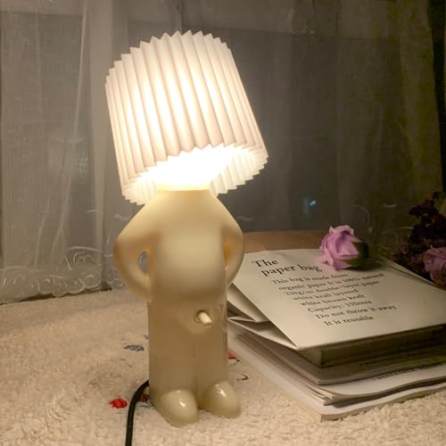 NMIGNH Fathers Day Gift Shy Man Lamp-Creative Gag Funny Night Light LED Table Lamp Bedside Night Light White Elephant Novelty Gifts for Men Women Christmas Valentines Day Him Her(White)