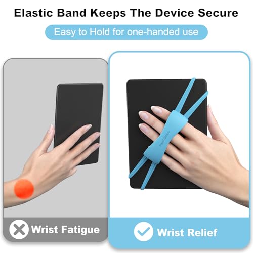 Image of 2 Pack Comfortable Hand Strap for Kindle and Tablets, Kindle Accessories for Reading in Bed, Secure and Lightweight Grip Holder for 4.7-8 inch Tablet /Paperwhite /Kobo /Oasis /E-Book /Phone (Blue)