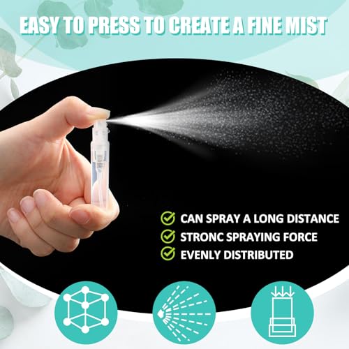 Zhehao 200 Pcs Mini Spray Bottles 3 ml Clear Plastic Perfume Bottles Refillable Fine Mist Perfume Atomizer Portable Empty Sample Containers for Cleaning, Essential Oils, Travel4
