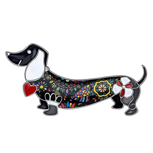 DUOWEI Enamel Rhinestone Dachshund Dog Brooch Pins Dachshund Pet Jewelry Gifts Clothes Scarf Lapel Decoration