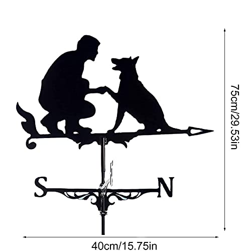 Girouette indicateur direction vent support jardin noir déco rétro acier