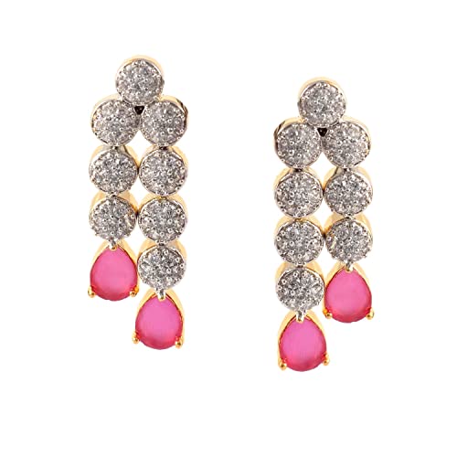 Jewar Necklace Set Ad Cz Gold Plated Two Tone Multi-Stones Indian Jewelry For Women & Girls (Red Ruby-1) #TOP6