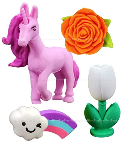 Image of FunBlast Unicorn Erasers - Retractable Eraser, Novelty Eraser Unicorn Themed Kawaii Erasers for Kid, Students, Fancy Stationery Gift for Kid, Return Gift (Rainbow)