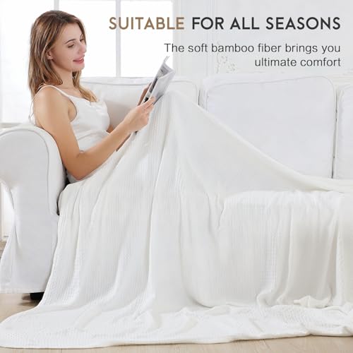 Image of AmyHomie Cooling Waffle Blanket King Size, 100% Rayon Derived from Bamboo