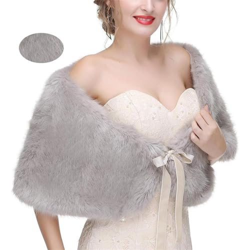 Luxurious Faux Furs Capelet for Bride and Bridesmaids Furry Shawl Wrap Bows Tie Boleros for Weddings and Photography3