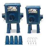 Kit 2 Mangeoires Poules 12KG/8KG – Anti gaspillage, 5 Ports Anti Nuisibles, Multi Enclos, Fini Les Conflits, Capot Anti Pluie, Ideal Microfermes et Élevages Amateurs, Matériaux Résistants