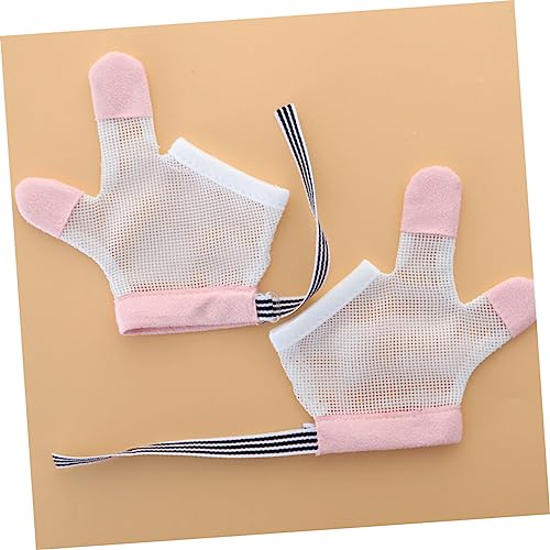 1 Pair Anti-Eating Gloves for Boys and Girls Stop Sucking Finger Thumb Breathable Mesh Guard Gloves for Baby Boys Girls Random Color4