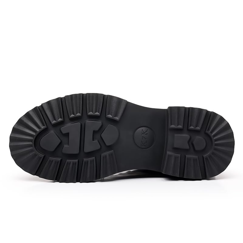 Men's Leather Thick-Soled Oxford Shoes Comfortable Handmade Round Toe Slip-on Non-Slip Embossed Sole Lace-up Formal Derby Shoes Suitable for Casual Business Work Office Wedding Dress3