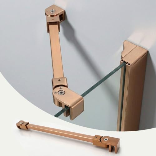 Barra Soporte Mampara Ducha Barra de Soporte para Mampara de Ducha (60, 90, 120 cm), Barra Estabilizadora Articulación Giratoria 180° Brazo Fijación Segura Pared A Vidrio(Rose Gold,31.5in/800mm)