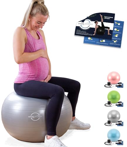 VITALWORXX Gymnastikball für Schwangere, extrem stabil, Sitzball...