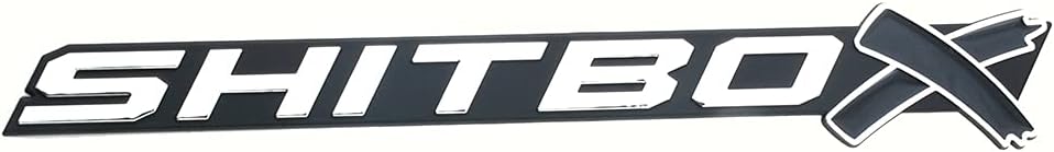 2 Pcs SHITBOX Truck Exterior Emblems 3D Badge Sticker Decal Compatible with Universal Cars (Chrome Black)