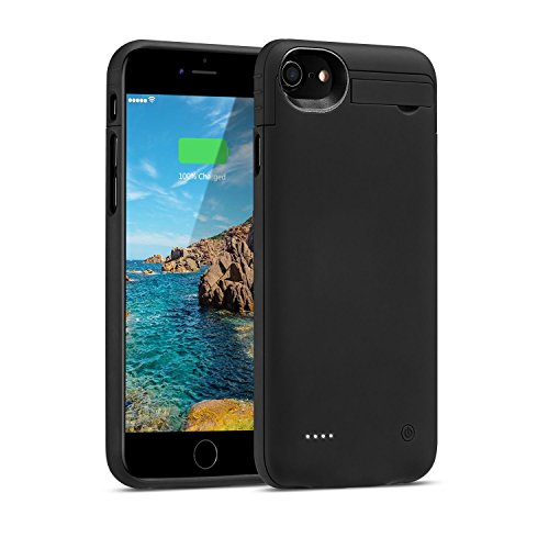 iPhone 8/7/6s/6 Battery Case, Rechargeable Extended Backup Charger, Slim Protective Portable Power Charging Case for 4.7 inch iPhone, Support Lightning Wired Headphones,3000mAh,Black