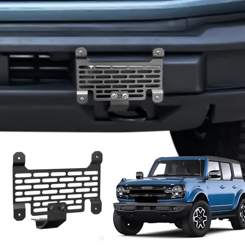 Klutchtech 2021-2026 Bronco License Plate Holder Mount Front License Plate Frame for Standard Plastic Bumper Compatible with Bronco Accessories 2026 2025 2024 6th Gen