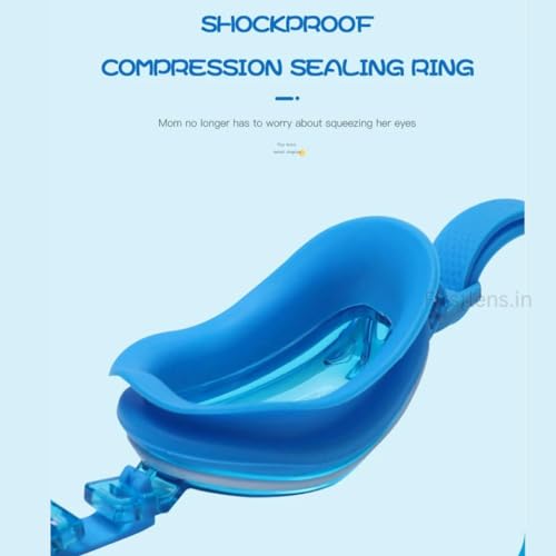 Image of First Lens Junior Powered Swimming Goggles For Kids | AntiFog | Crystal Clear Vision | UV Protction - 007 - (-4.00) Blue Age (3 to 8)