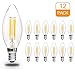 Produktbild 12er Pack E14 Kerze LED Lampe für Kronleuchter, E14 Glühfaden Retrofit Classic, 4W 470 Lumen ersetzt 40 Watt, 2700K Warmweiß, Filament Fadenlampe, Glas, nicht dimmbar, 3 Jahre Garantie