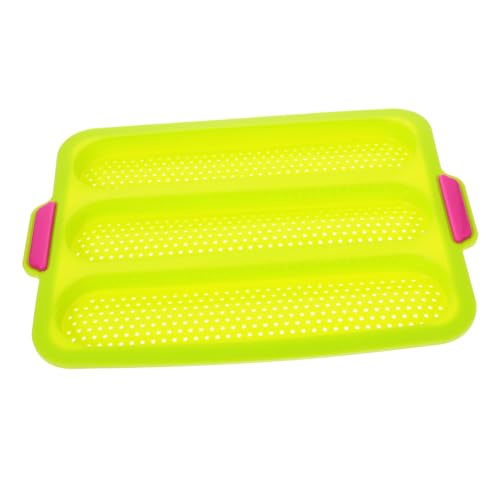 OUNONA Silicone No Stick Baking Tray for Bread Sticks Slot Wave Mold for Homemade French Baguettes and Kitchen Accessory for Even Heat Distribution Green