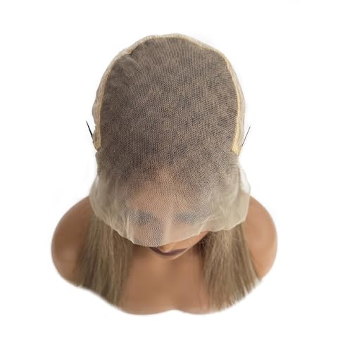 Image of Ombre Brown Highlights Human Hair Lace Front Wig for White Women Balayage Lace Frontal Pre Plucked Glueless Wigs with Brown Roots 22 Inch 13x6 Deep Parting Real Remy Wig 180% Density Tiny Knots