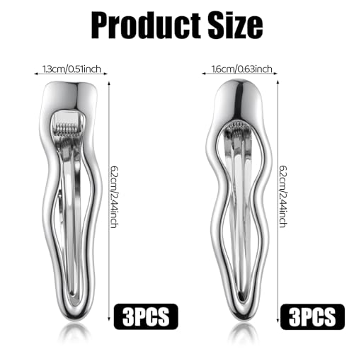 6 Piezas Pinzas de Pelo de Metal Plateadas con Onda, Clips Pequeños para Flequillo, Pinzas de Cocodrilo para Mujeres, Accesorios para Cabello Grueso y Fino miniatura 2